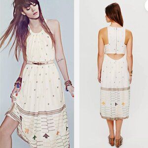 Anthropologie New Romantics Etched Embroidered Boho Cottagecore Halter Dress